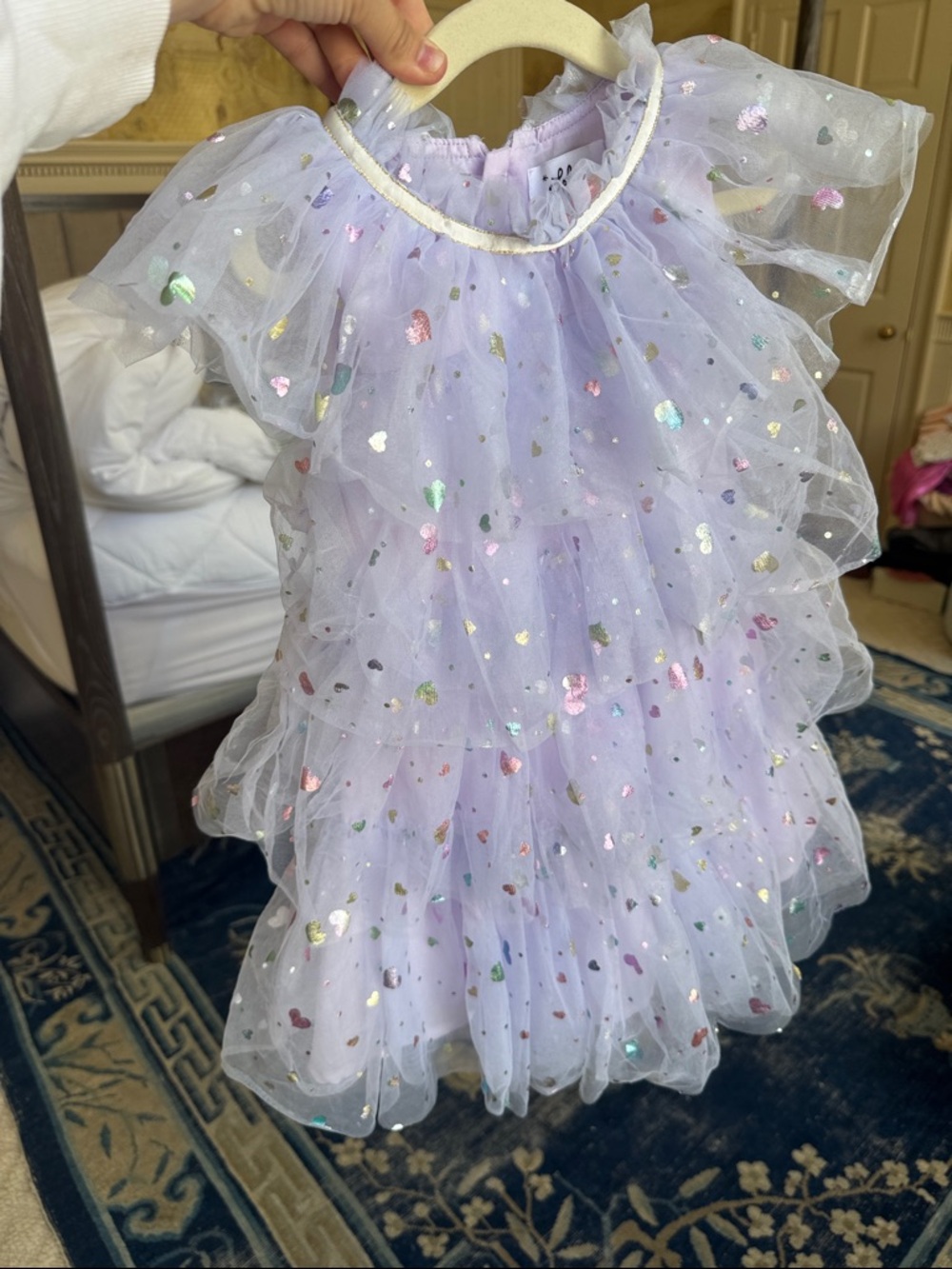Lola + The Boys Lilac Layered Tulle Dress with Iridescent Hearts - Picture 4 of 4